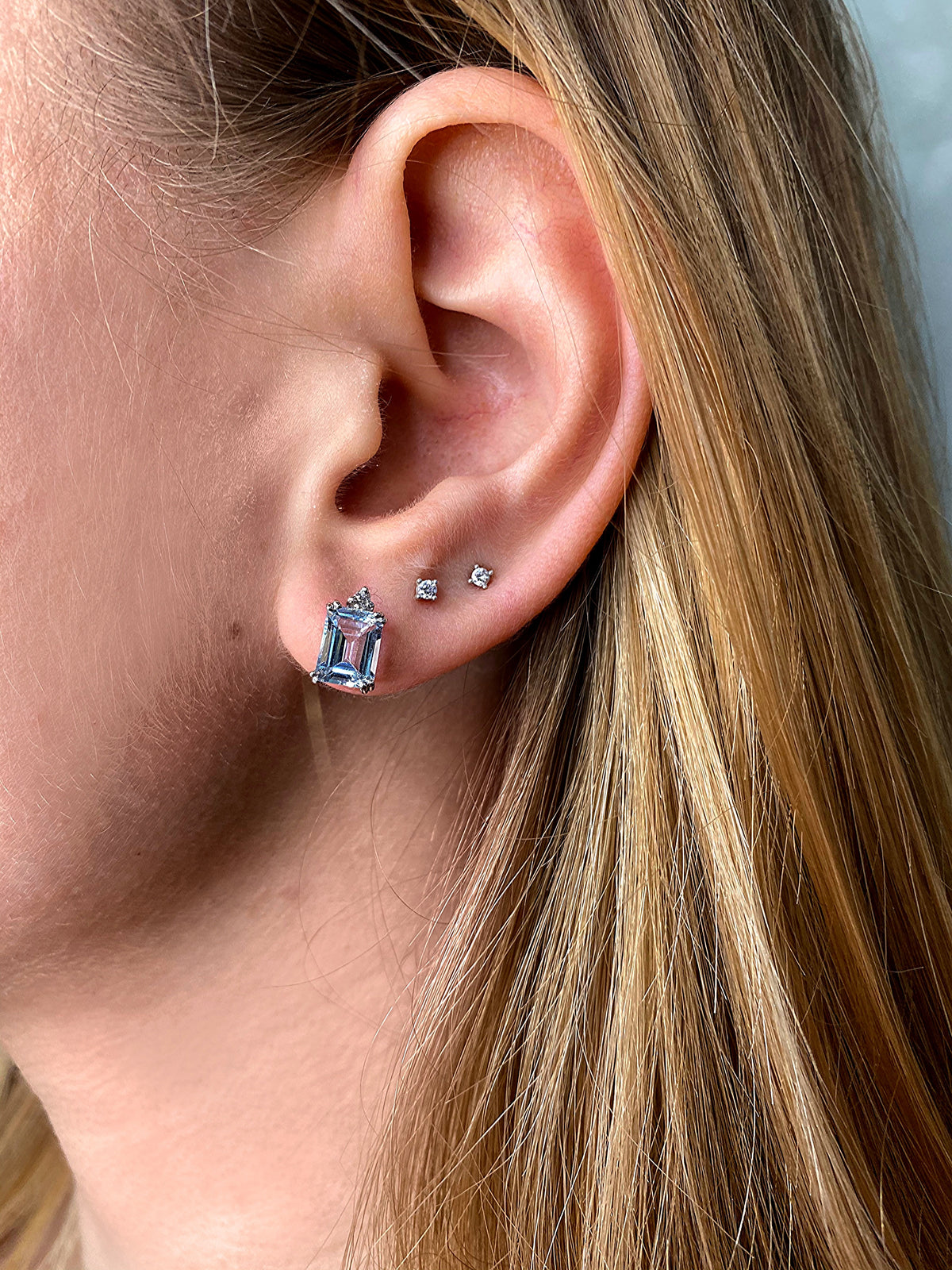 Orecchini In ORO Bianco 18 Kt 750 Con ACQUAMARINA E DIAMANTI A Monachella Donna - Foto 8